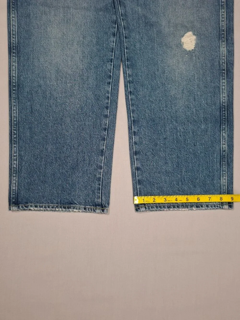 AMO Billie Jeans Warmth Wash Distressed Wide Straight Crop 100% Cotton | Size 29